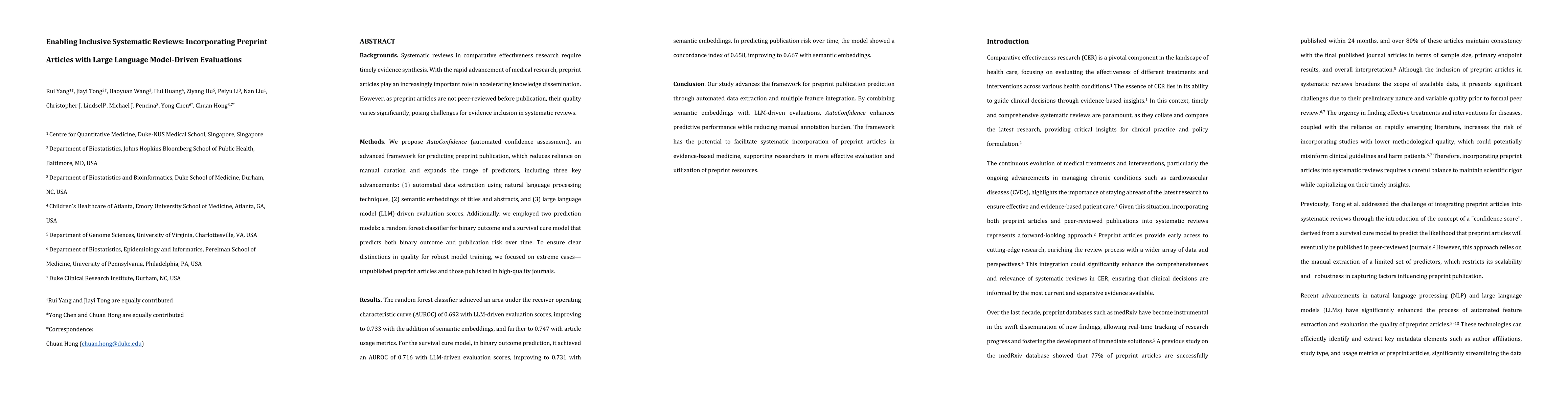 Thumbnail for Enabling Inclusive Systematic Reviews: Incorporating Preprint Articles
  with Large Language Model-Driven Evaluations