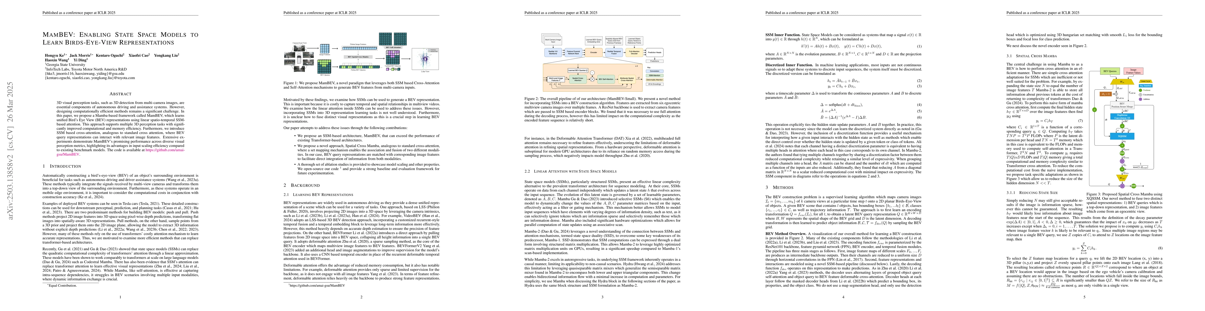 Thumbnail for MamBEV: Enabling State Space Models to Learn Birds-Eye-View
  Representations