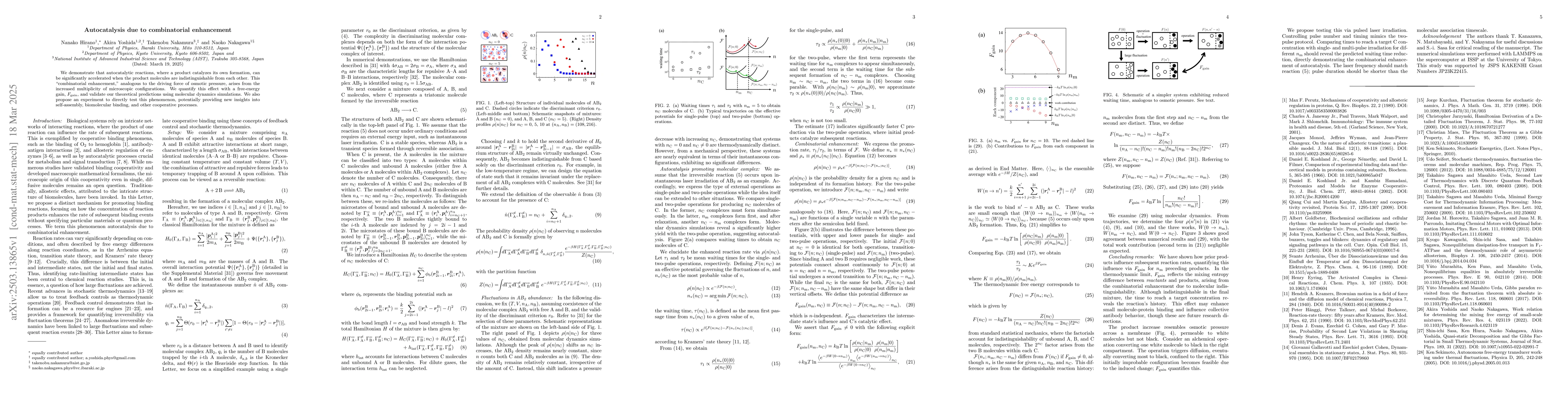 Thumbnail for Autocatalysis due to combinatorial enhancement