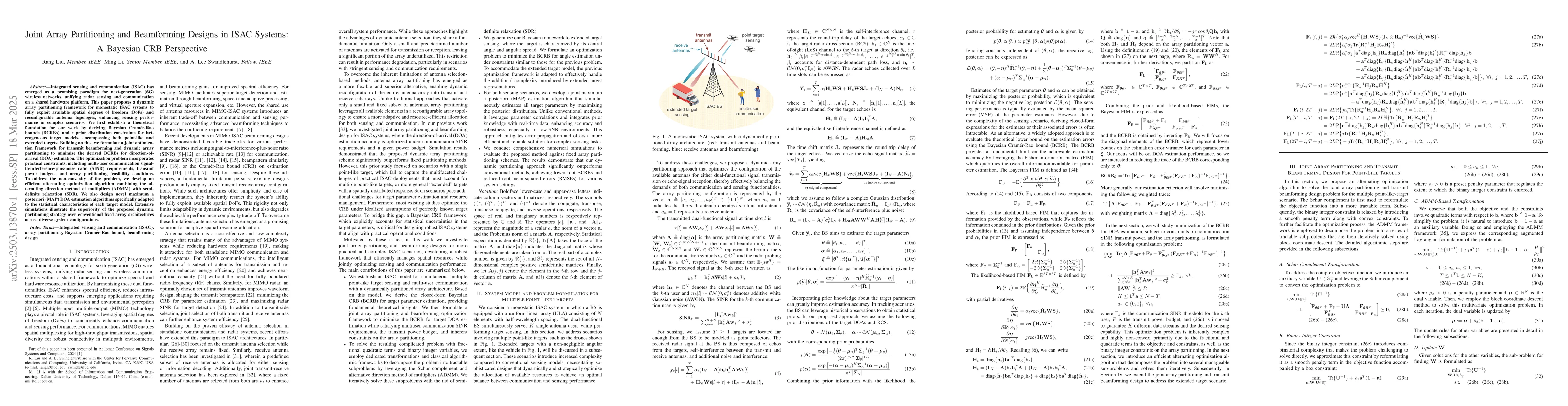 Thumbnail for Joint Array Partitioning and Beamforming Designs in ISAC Systems: A
  Bayesian CRB Perspective