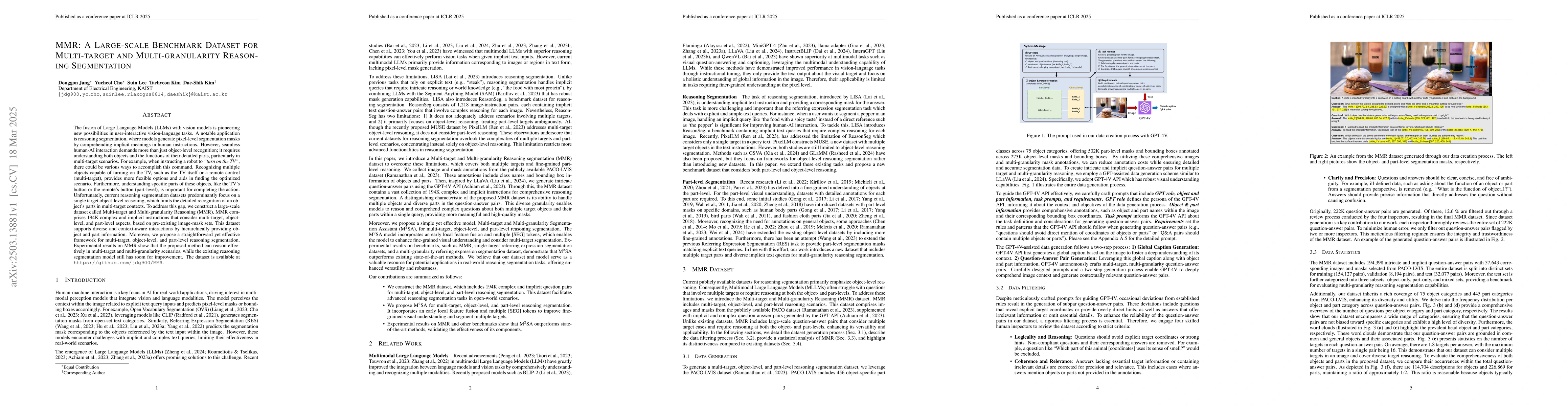 Thumbnail for MMR: A Large-scale Benchmark Dataset for Multi-target and
  Multi-granularity Reasoning Segmentation