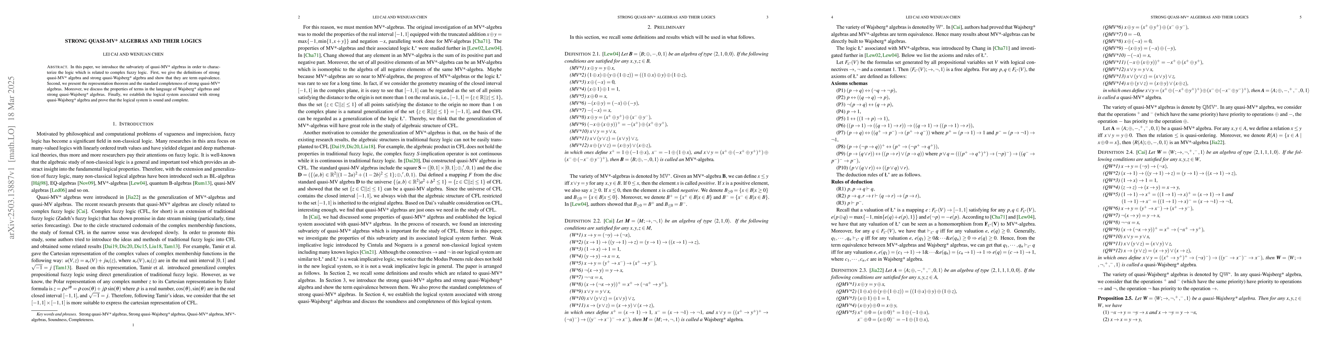 Thumbnail for Strong quasi-MV* algebras and their logics