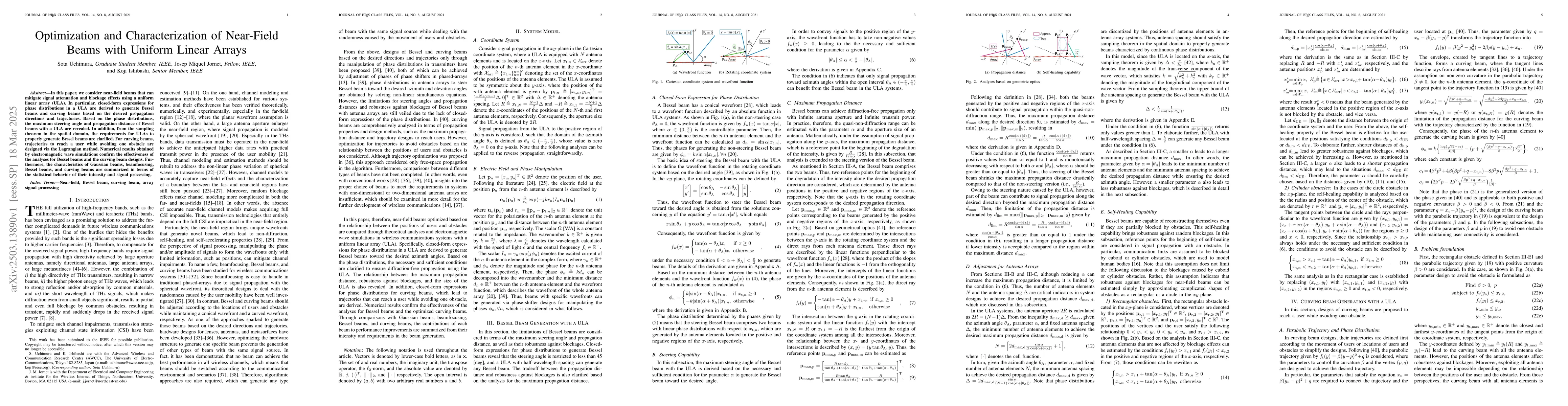 Thumbnail for Optimization and Characterization of Near-Field Beams with Uniform
  Linear Arrays