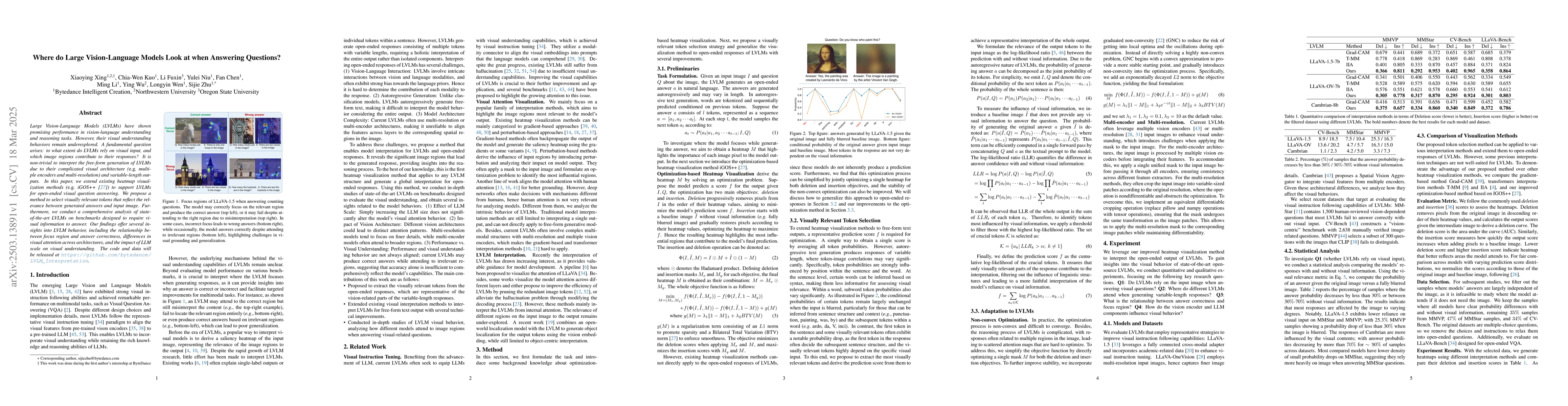 Thumbnail for Where do Large Vision-Language Models Look at when Answering Questions?