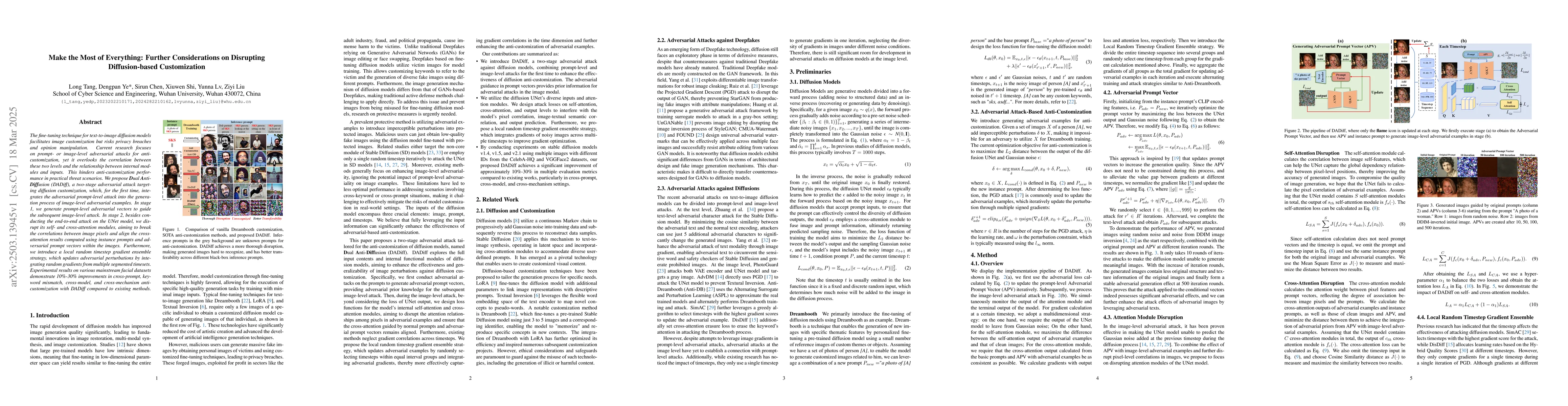 Thumbnail for Make the Most of Everything: Further Considerations on Disrupting
  Diffusion-based Customization
