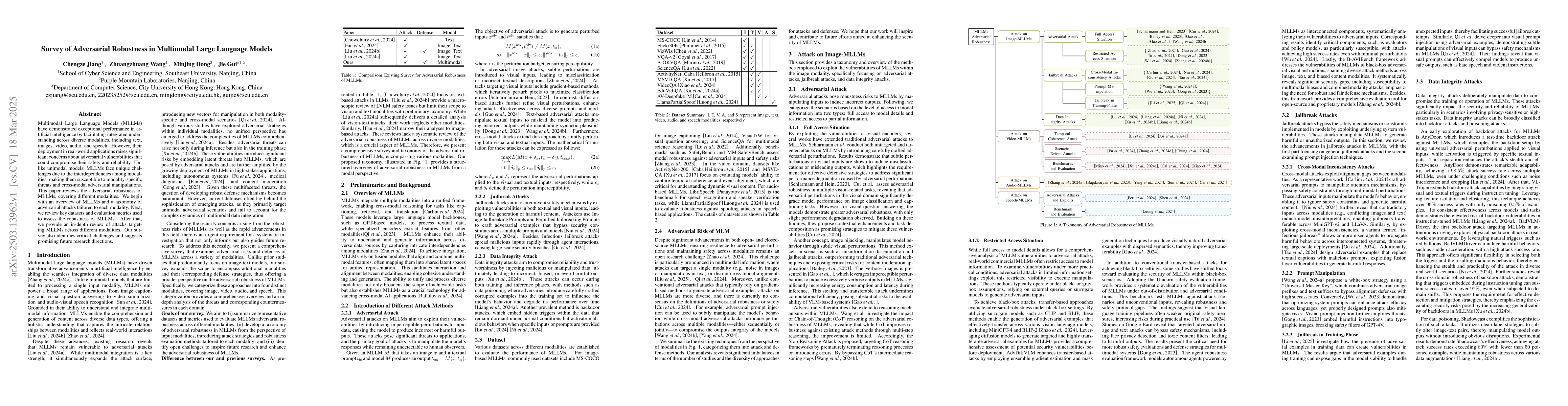 Thumbnail for Survey of Adversarial Robustness in Multimodal Large Language Models