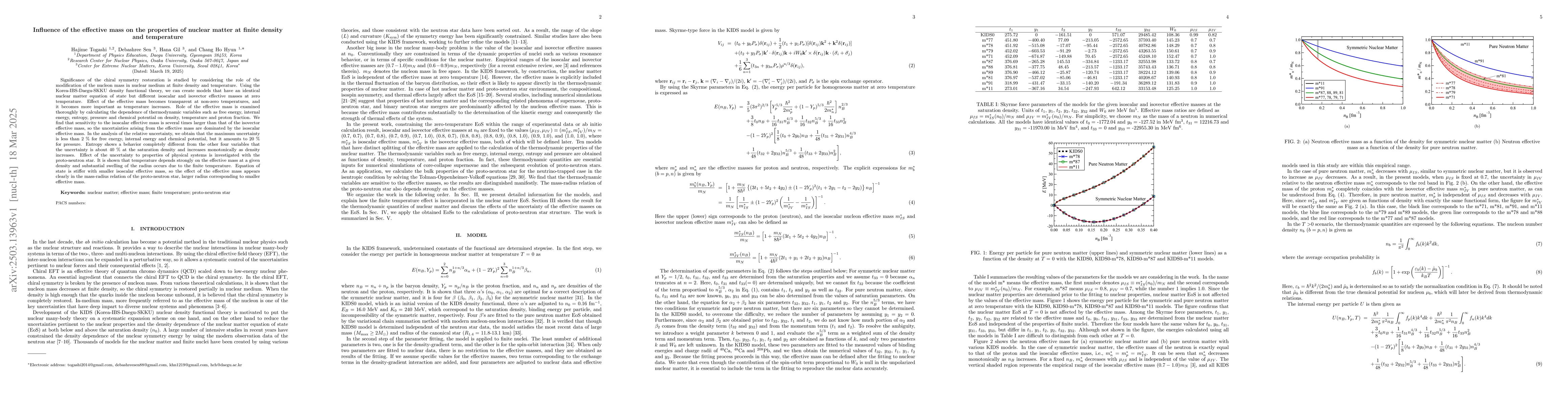 Thumbnail for Influence of the effective mass on the properties of nuclear matter at
  finite density and temperature