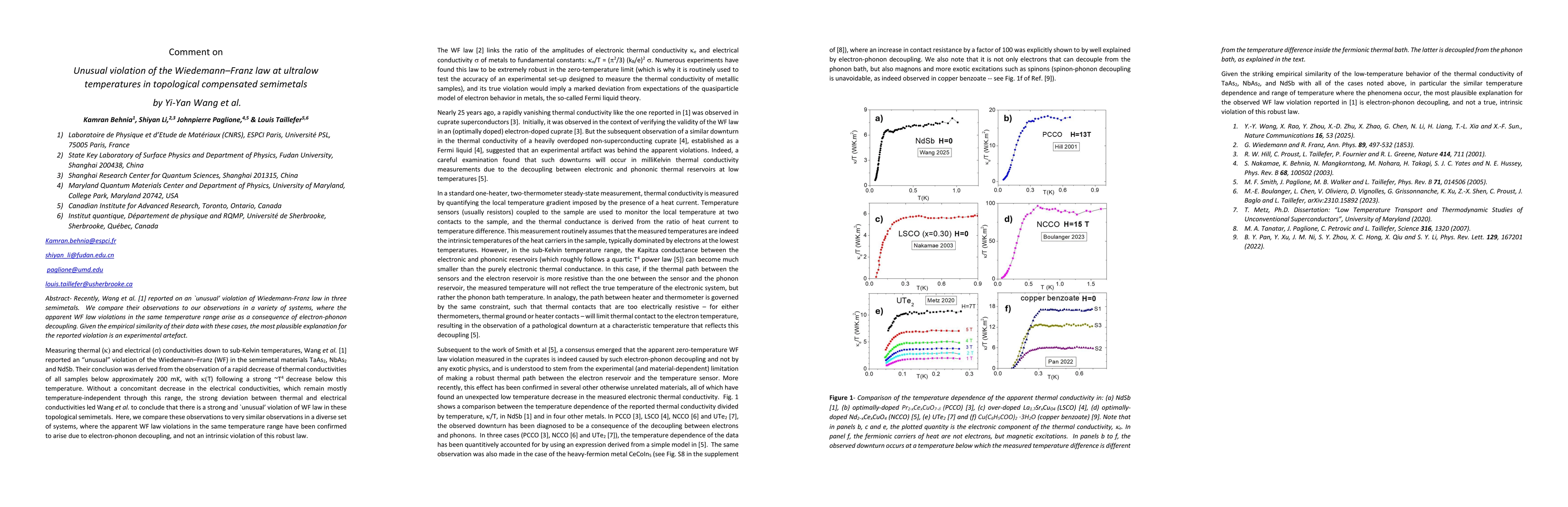 Thumbnail for Comment on Unusual violation of the Wiedemann-Franz law at ultralow
  temperatures in topological compensated semimetals