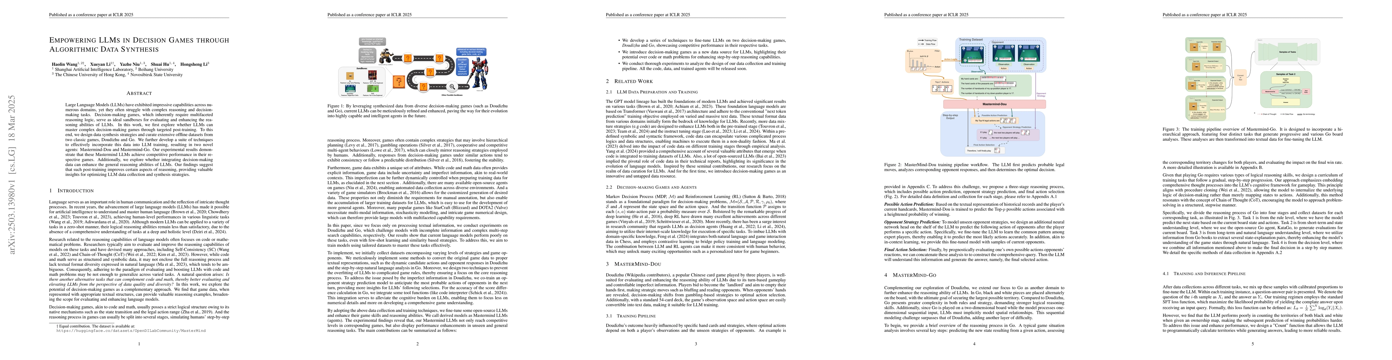 Thumbnail for Empowering LLMs in Decision Games through Algorithmic Data Synthesis