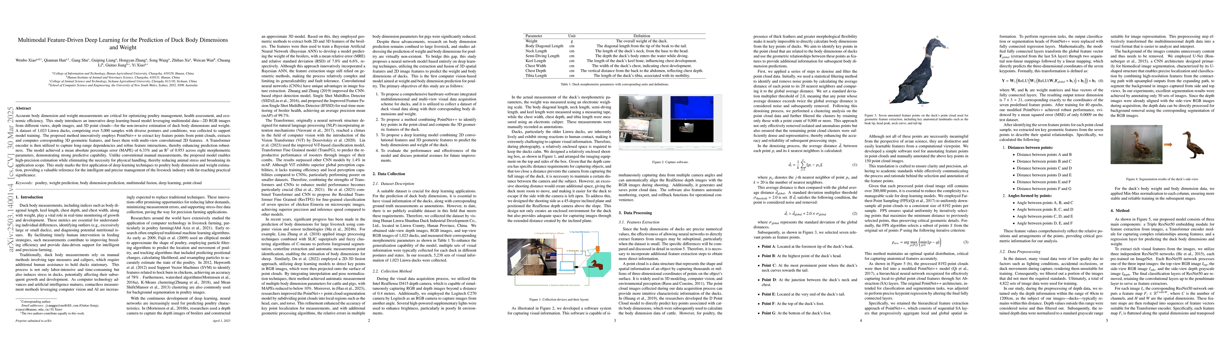 Thumbnail for Multimodal Feature-Driven Deep Learning for the Prediction of Duck Body
  Dimensions and Weight