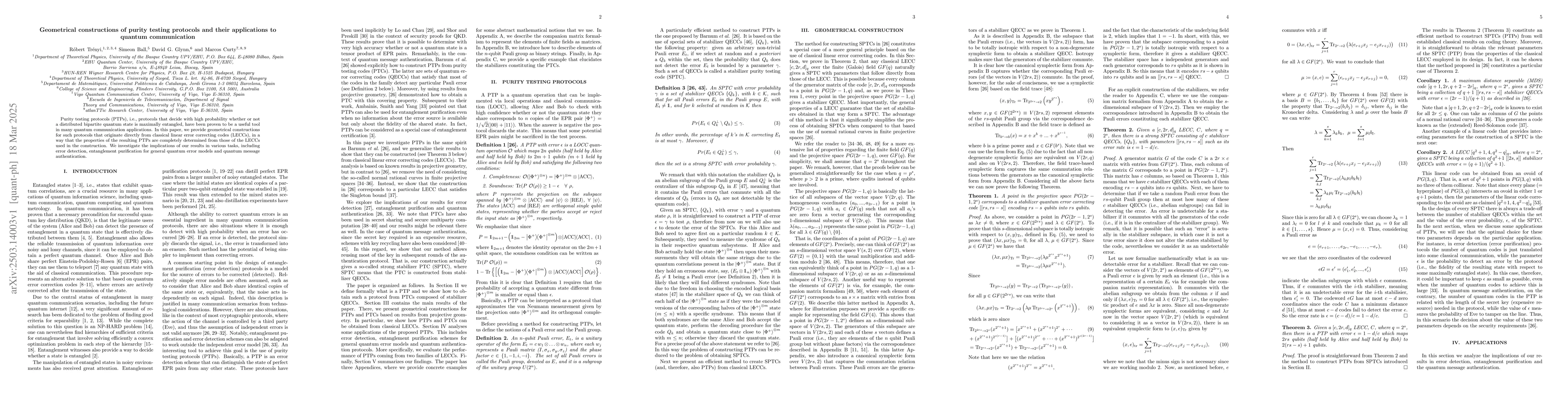 Thumbnail for Geometrical constructions of purity testing protocols and their
  applications to quantum communication