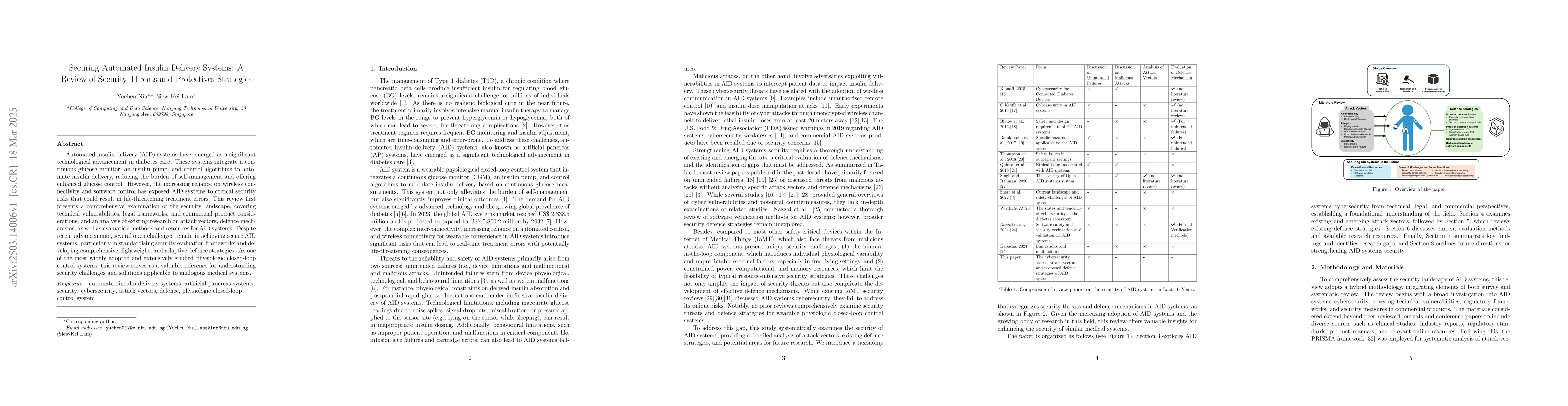 Thumbnail for Securing Automated Insulin Delivery Systems: A Review of Security
  Threats and Protectives Strategies