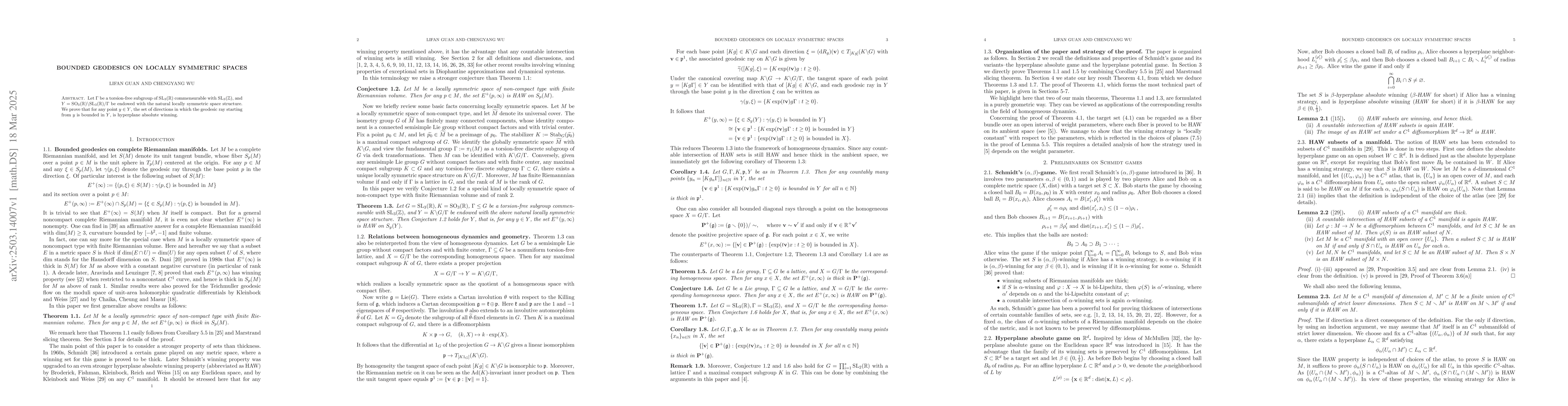 Thumbnail for Bounded Geodesics on Locally Symmetric Spaces