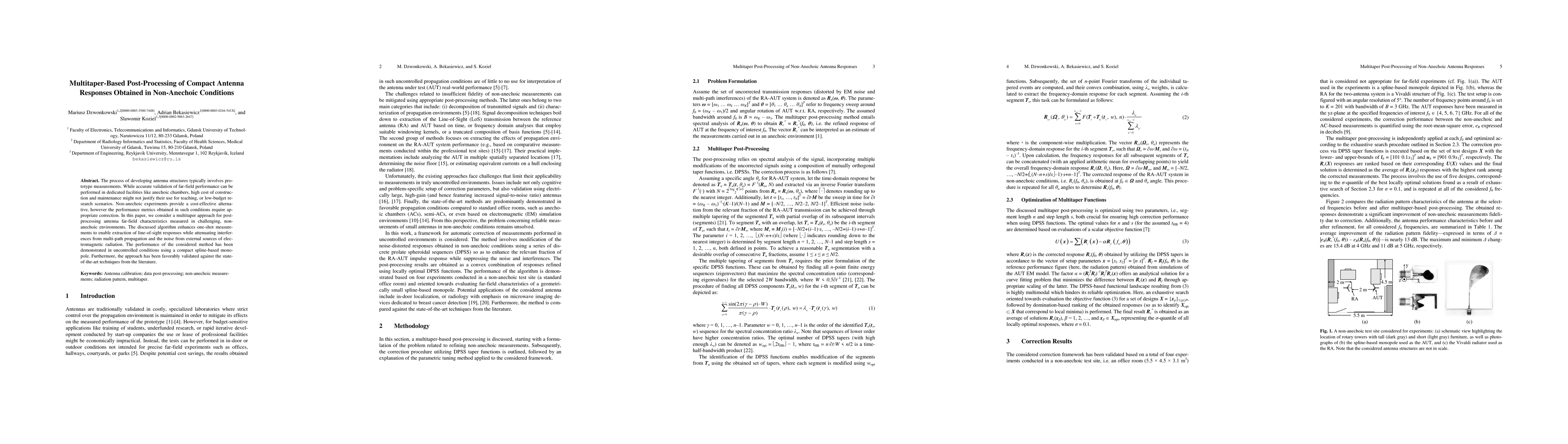 Thumbnail for Multitaper-Based Post-Processing of Compact Antenna Responses Obtained
  in Non-Anechoic Conditions