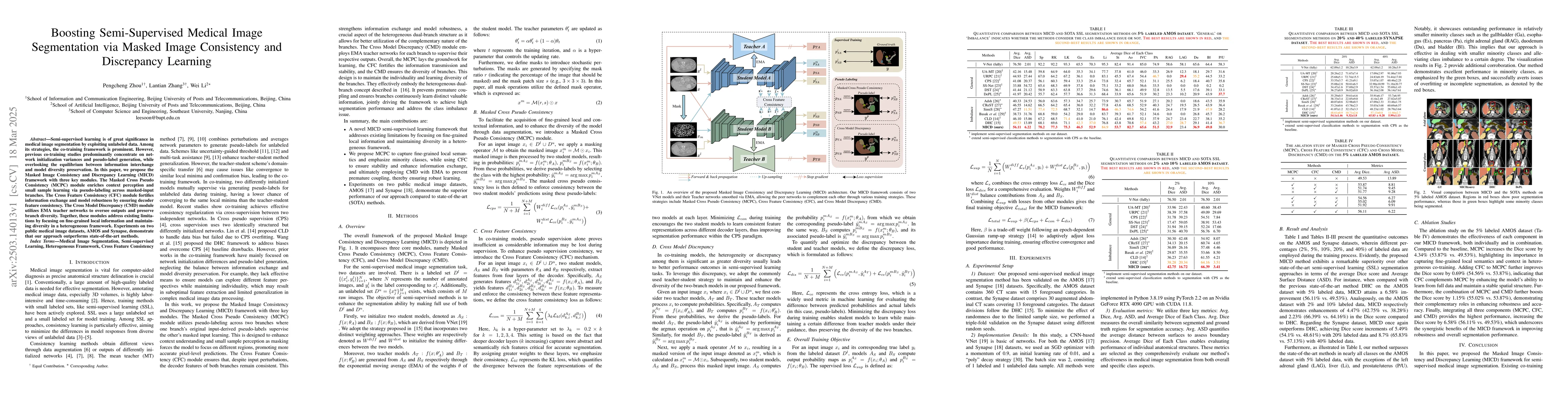Thumbnail for Boosting Semi-Supervised Medical Image Segmentation via Masked Image
  Consistency and Discrepancy Learning