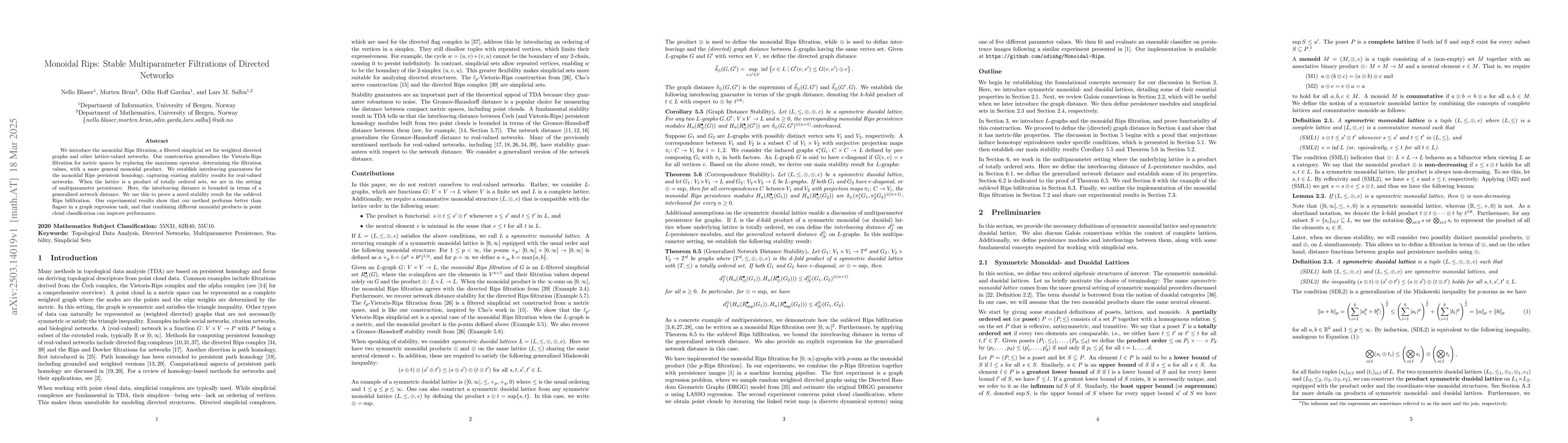 Thumbnail for Monoidal Rips: Stable Multiparameter Filtrations of Directed Networks