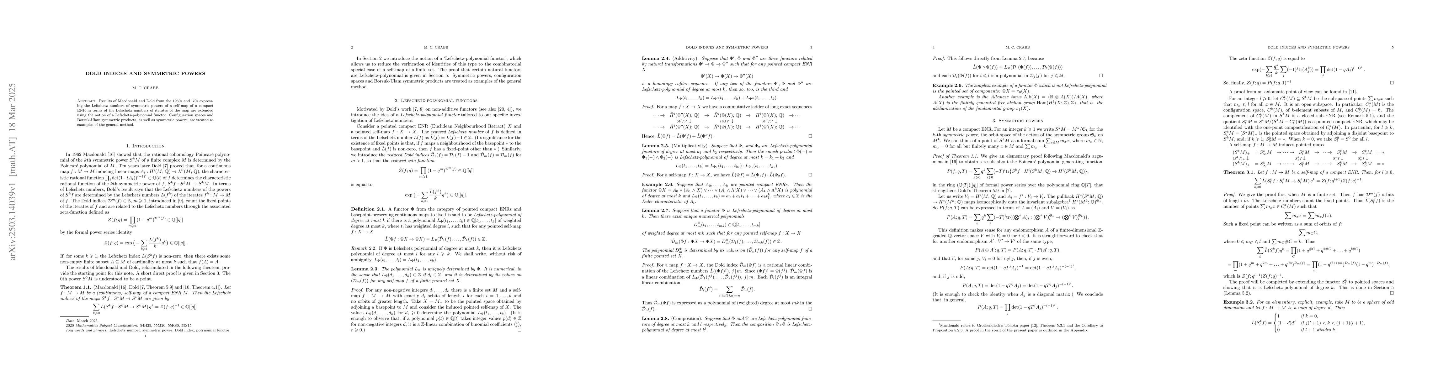 Thumbnail for Dold indices and symmetric powers