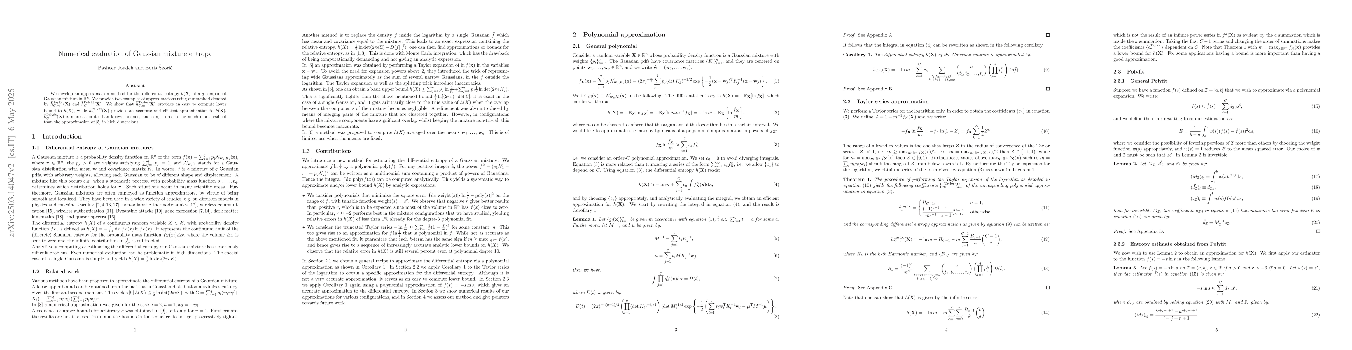 Thumbnail for Numerical evaluation of Gaussian mixture entropy