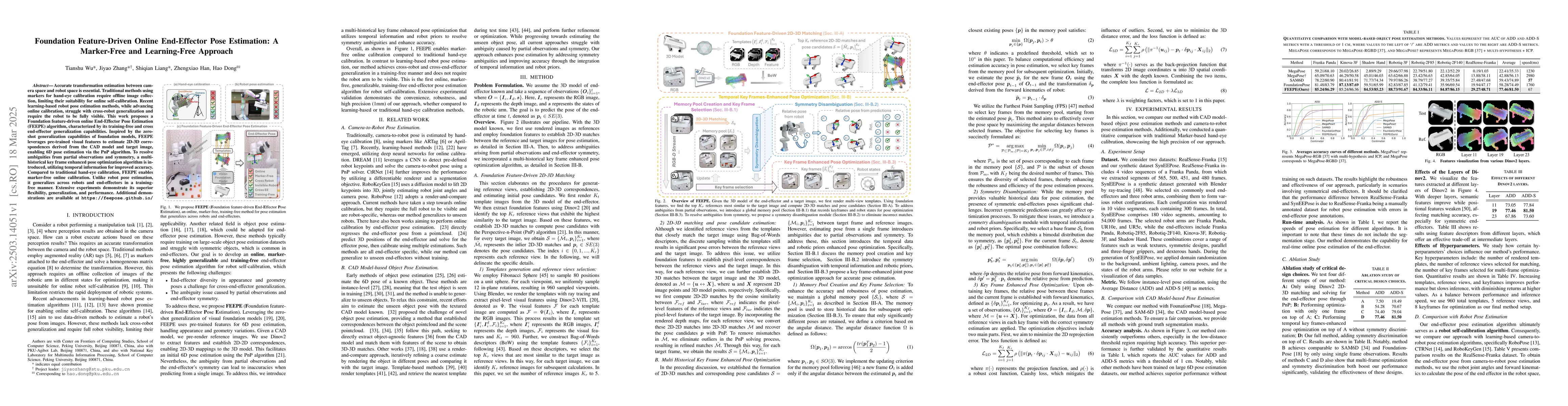 Thumbnail for Foundation Feature-Driven Online End-Effector Pose Estimation: A
  Marker-Free and Learning-Free Approach