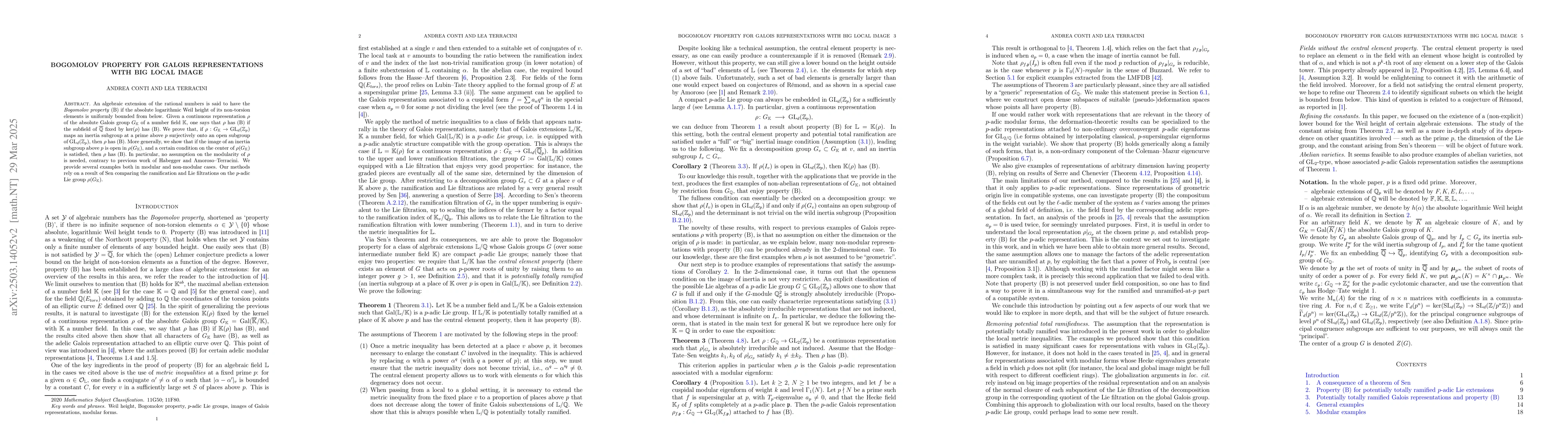 Thumbnail for Bogomolov property for Galois representations with big local image