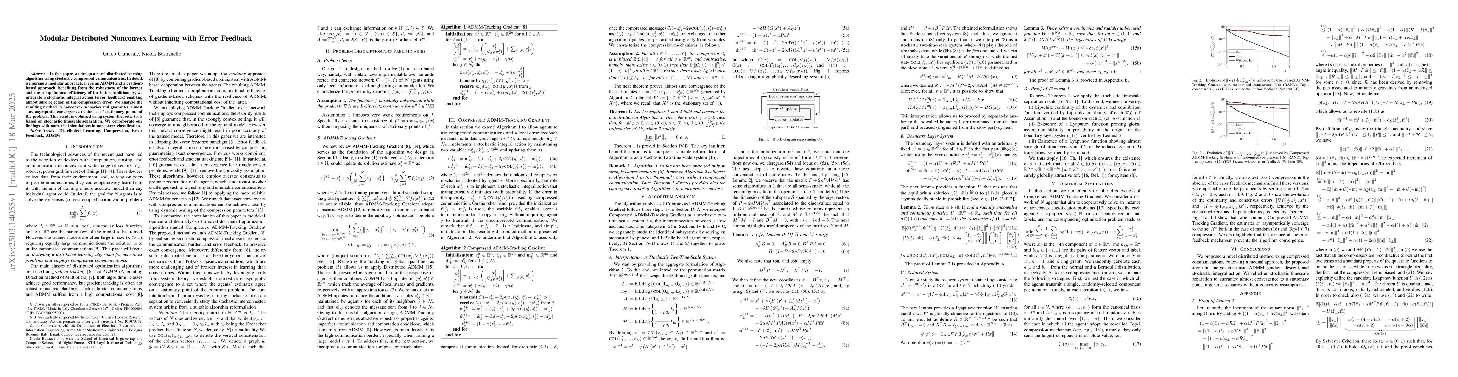 Thumbnail for Modular Distributed Nonconvex Learning with Error Feedback