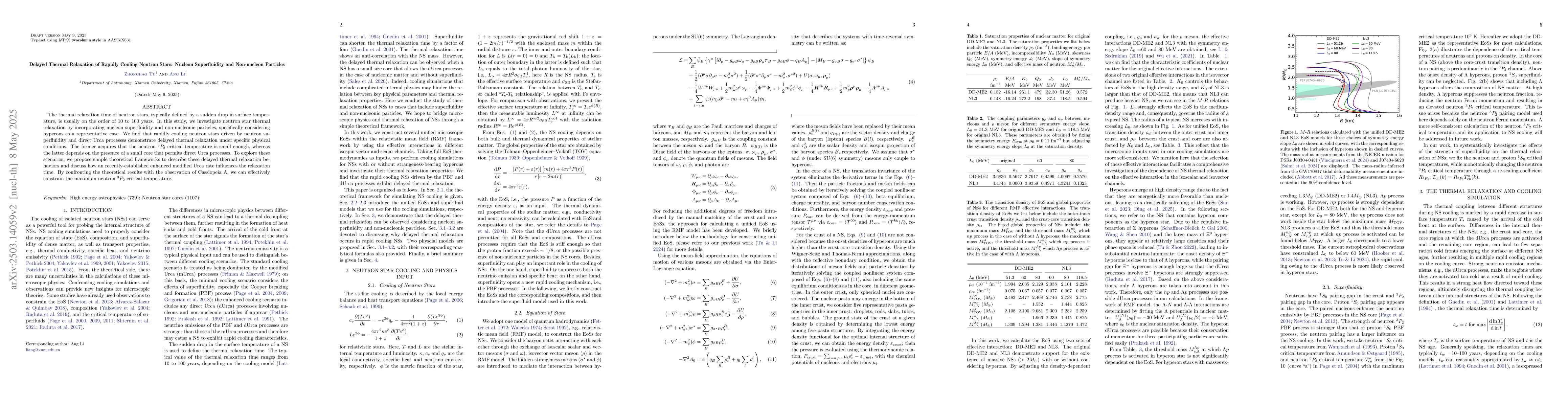 Thumbnail for Delayed Thermal Relaxation of Rapidly Cooling Neutron Stars: Neucleon
  Superfluidity and Non-nucleon Particles