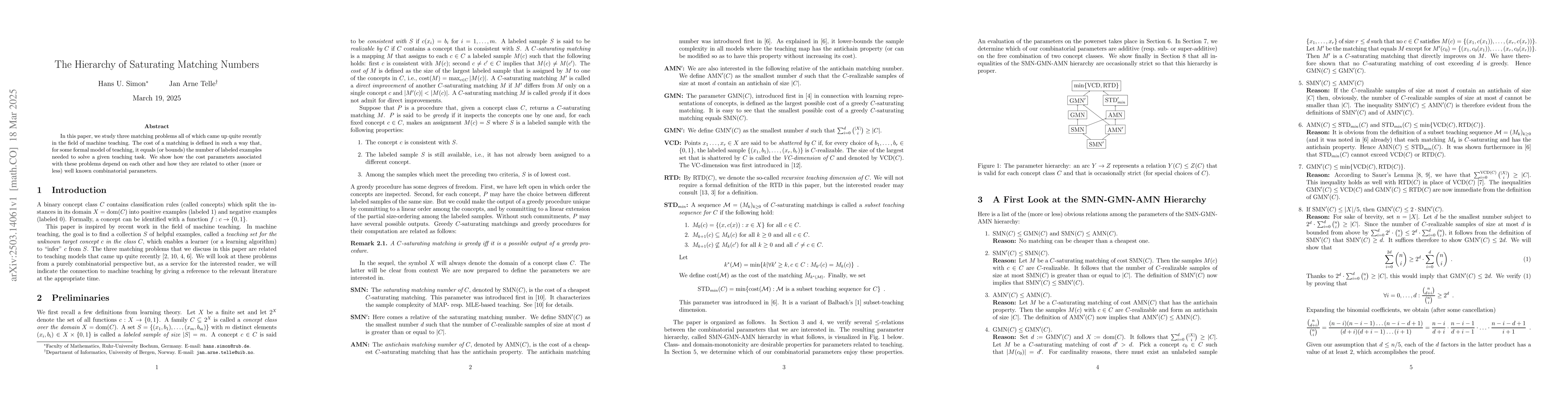Thumbnail for The Hierarchy of Saturating Matching Numbers