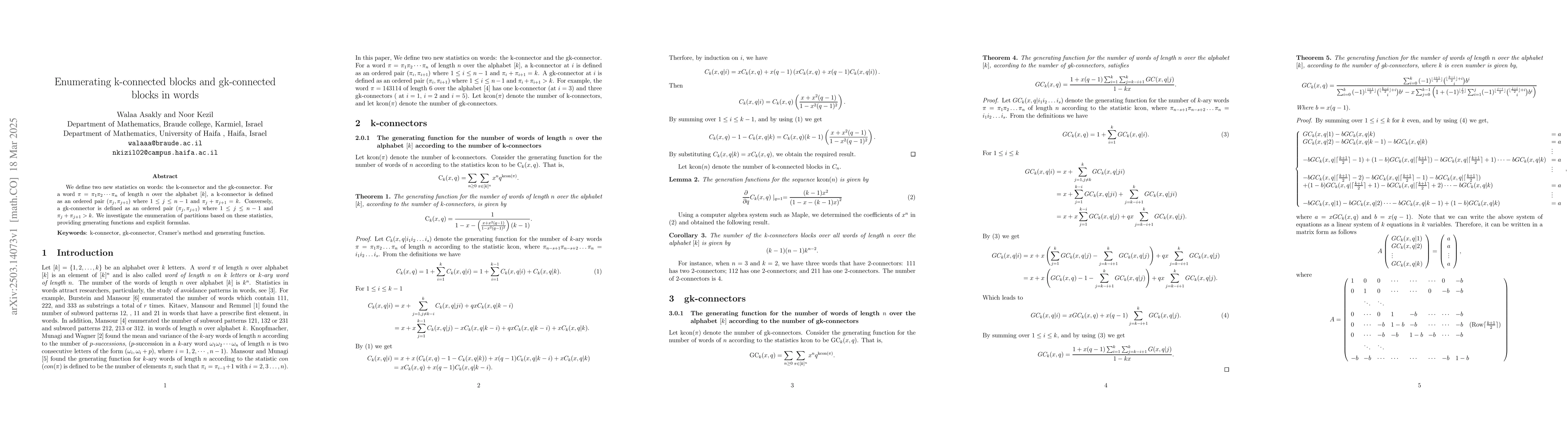 Thumbnail for Enumerating k-connected blocks and gk-connected blocks in words