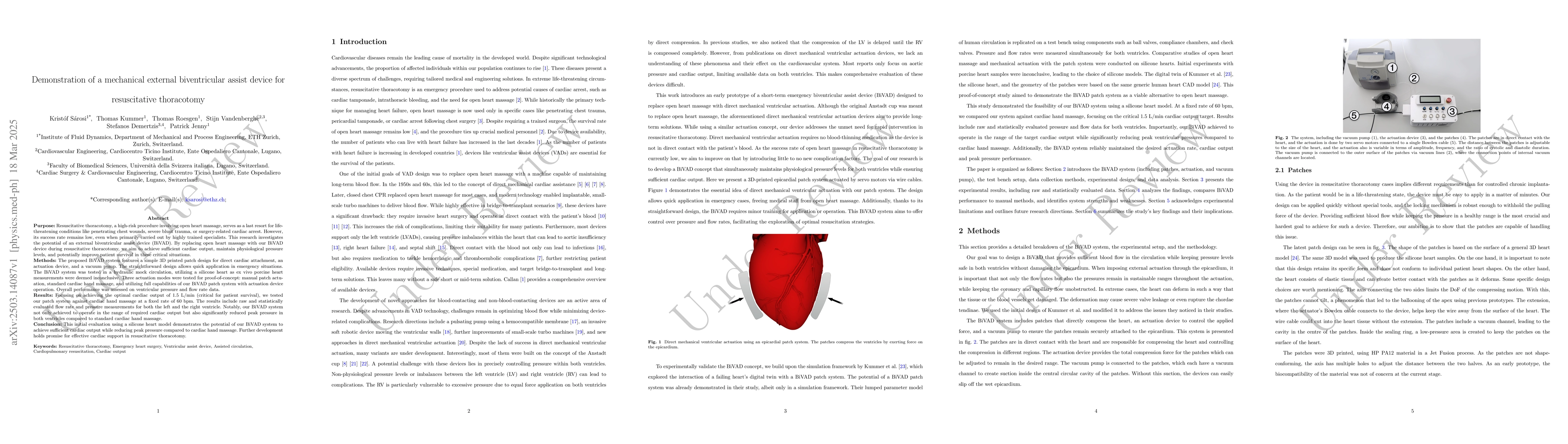 Thumbnail for Demonstration of a mechanical external biventricular assist device for
  resuscitative thoracotomy