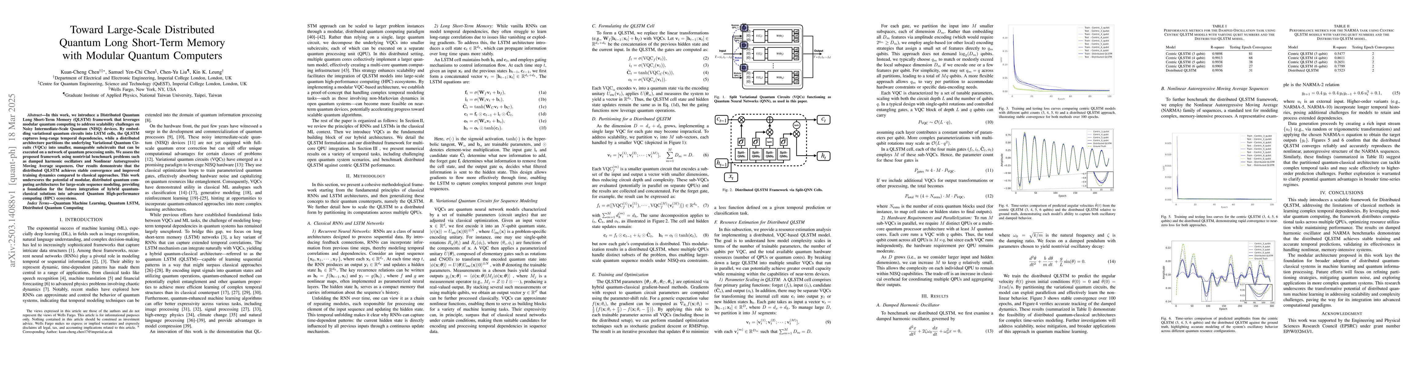 Thumbnail for Toward Large-Scale Distributed Quantum Long Short-Term Memory with
  Modular Quantum Computers
