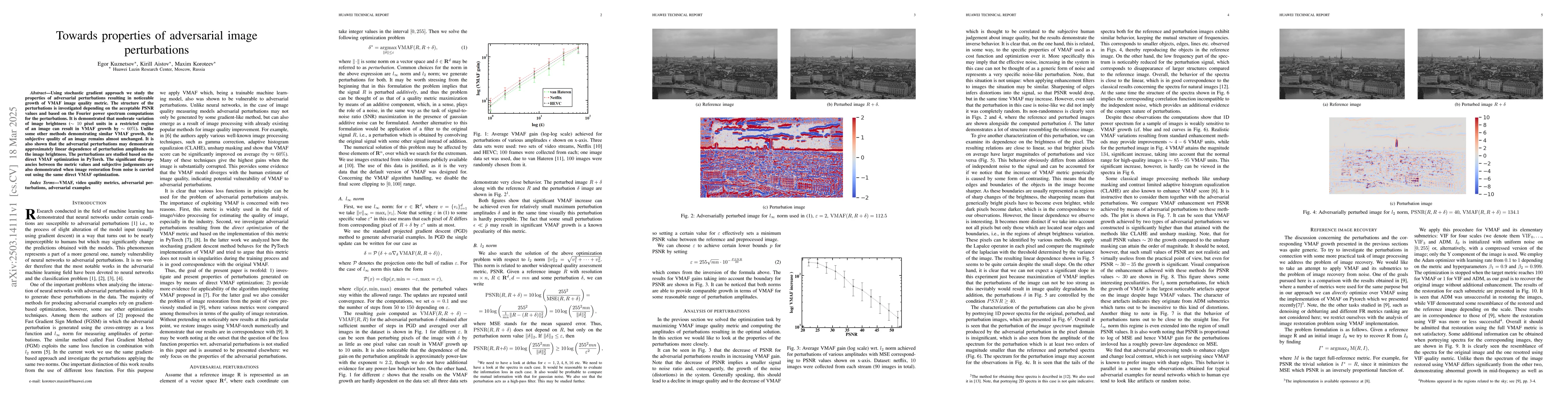 Thumbnail for Towards properties of adversarial image perturbations