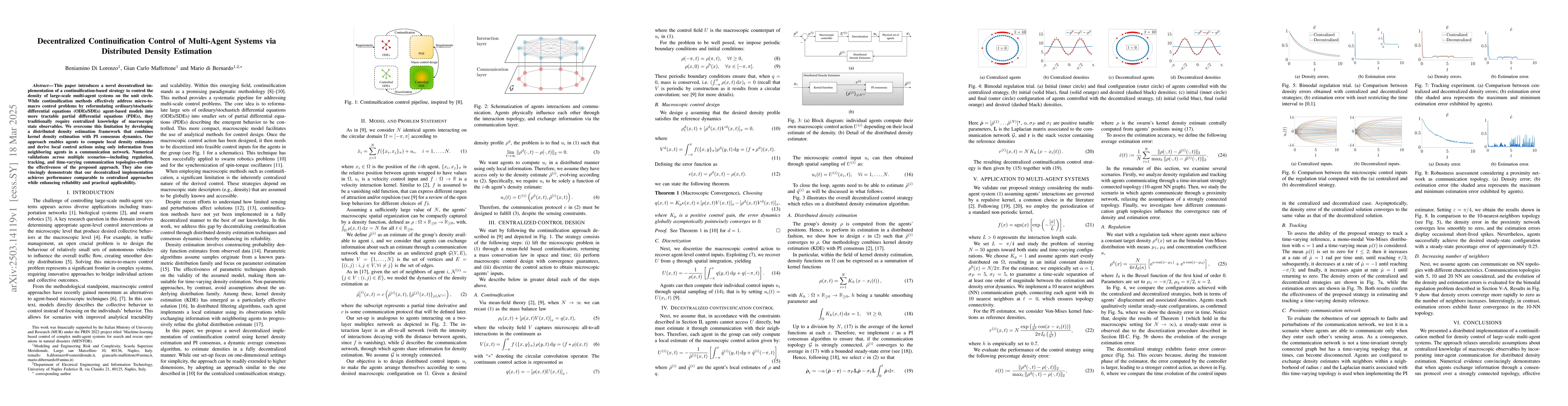 Thumbnail for Decentralized Continuification Control of Multi-Agent Systems via
  Distributed Density Estimation