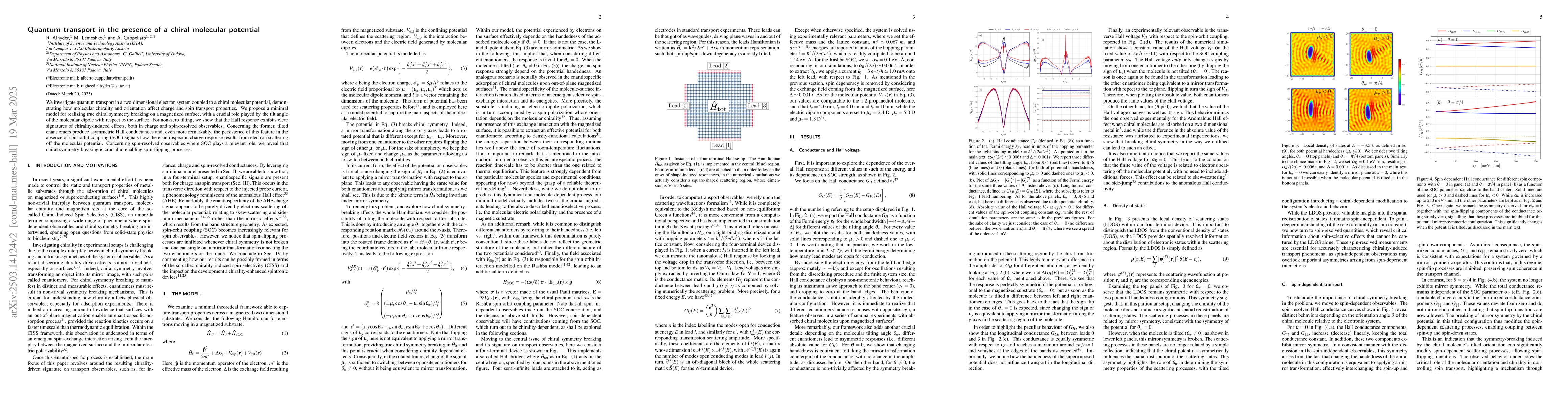 Thumbnail for Quantum transport in the presence of a chiral molecular potential