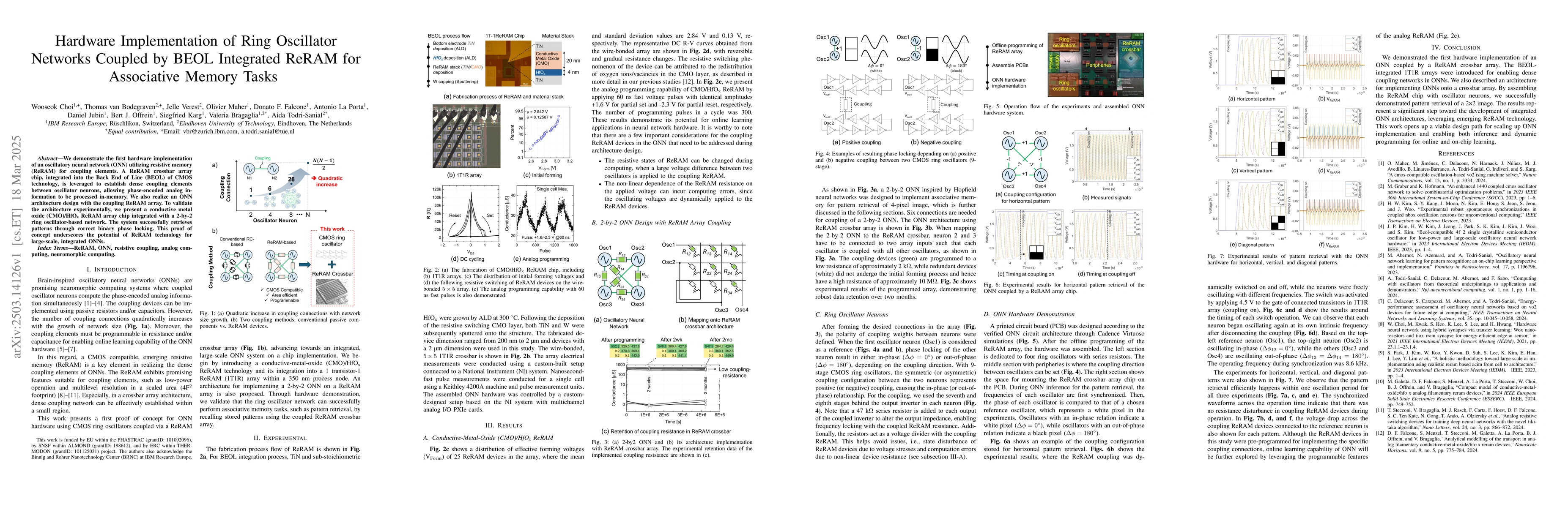 Thumbnail for Hardware Implementation of Ring Oscillator Networks Coupled by BEOL
  Integrated ReRAM for Associative Memory Tasks