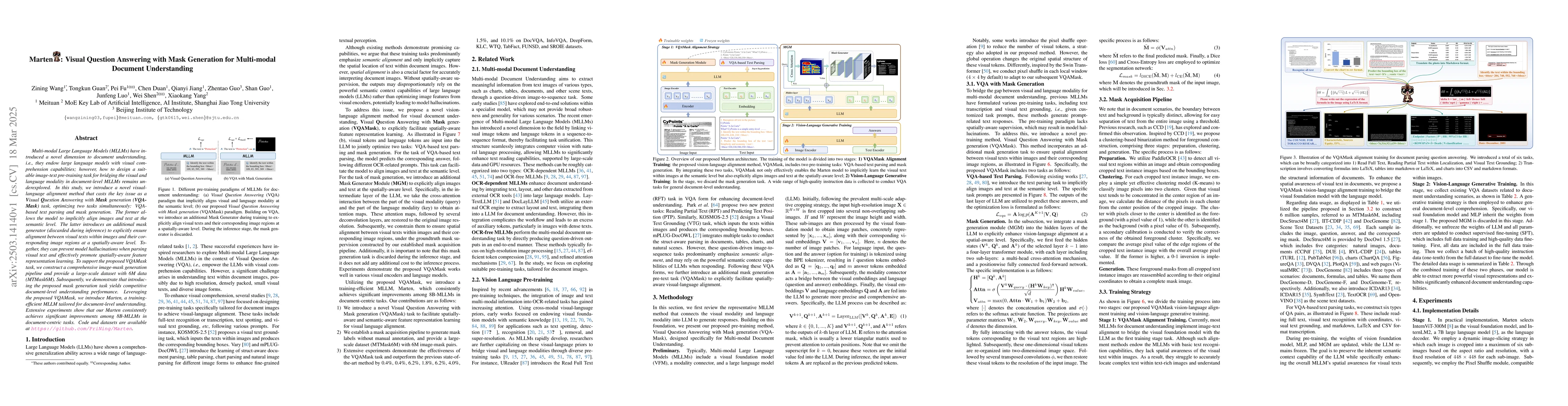 Thumbnail for Marten: Visual Question Answering with Mask Generation for Multi-modal
  Document Understanding