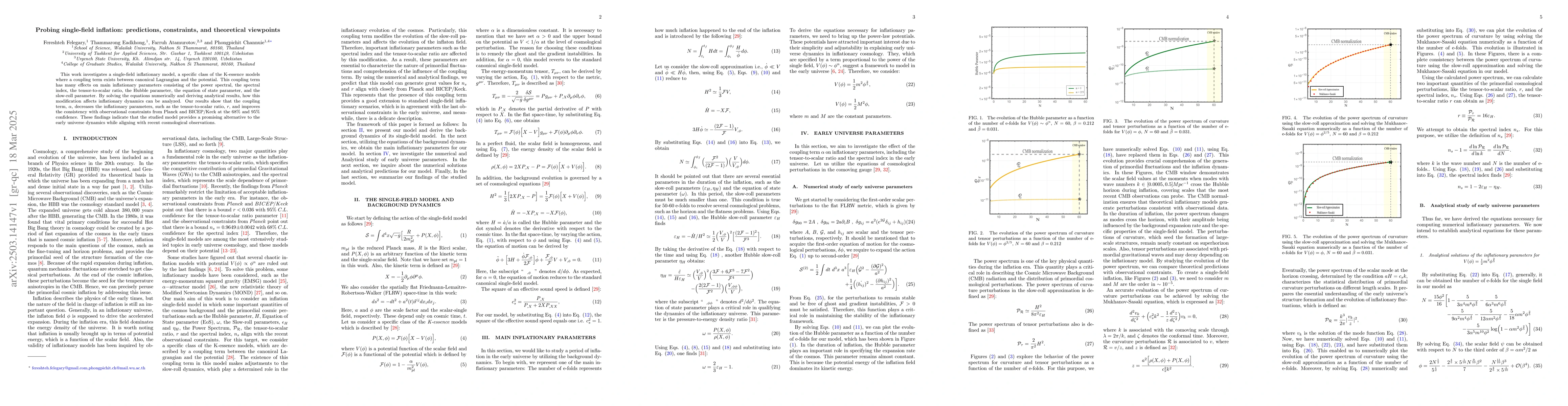 Thumbnail for Probing single-field inflation: predictions, constraints, and
  theoretical viewpoints