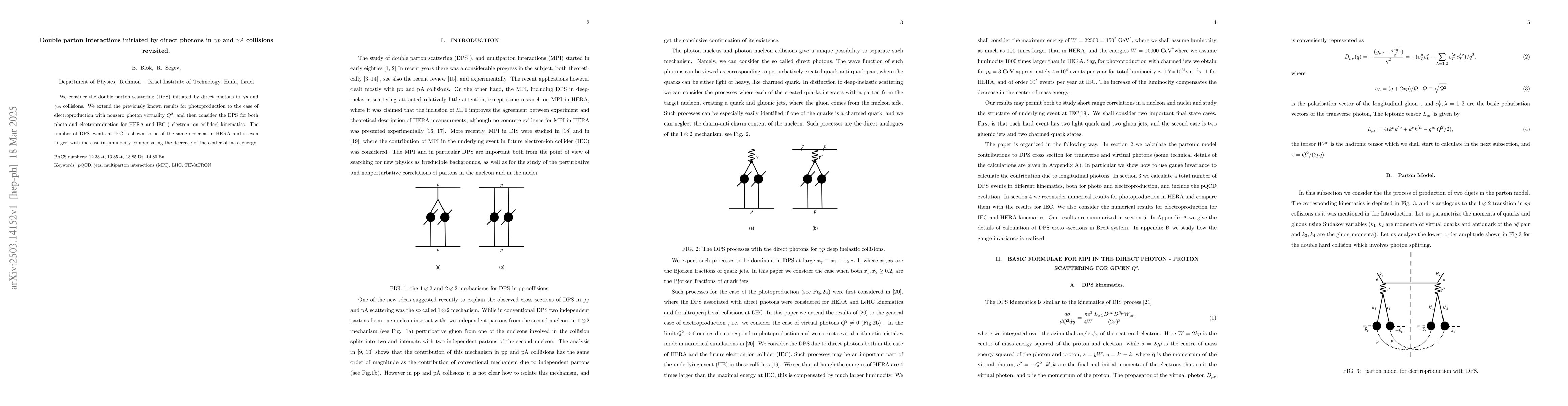Thumbnail for Double parton interactions initiated by direct photons in $γp$ and
  $γA$ collisions revisited