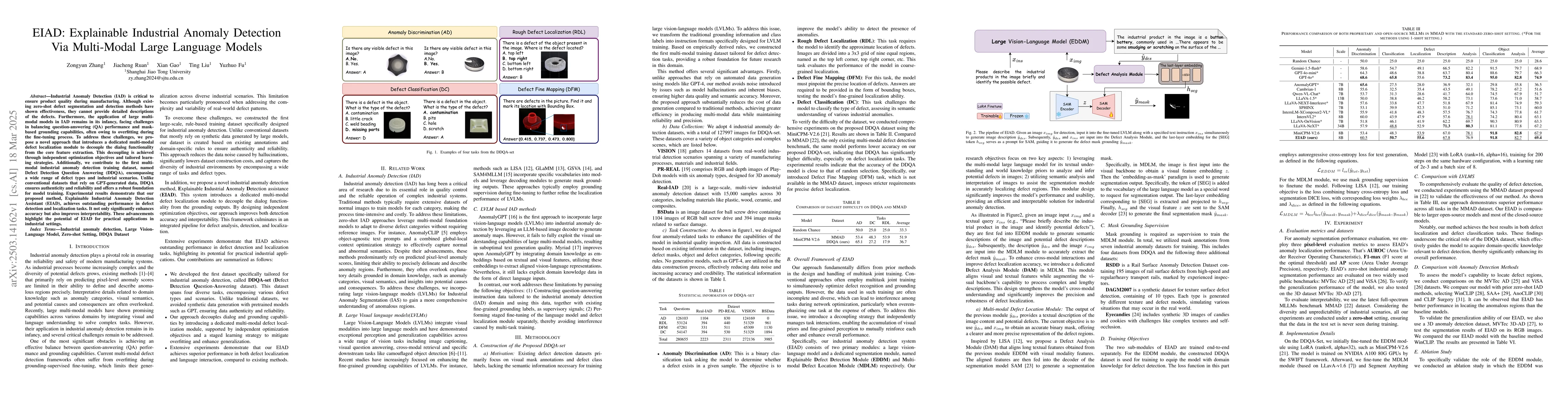 Thumbnail for EIAD: Explainable Industrial Anomaly Detection Via Multi-Modal Large
  Language Models