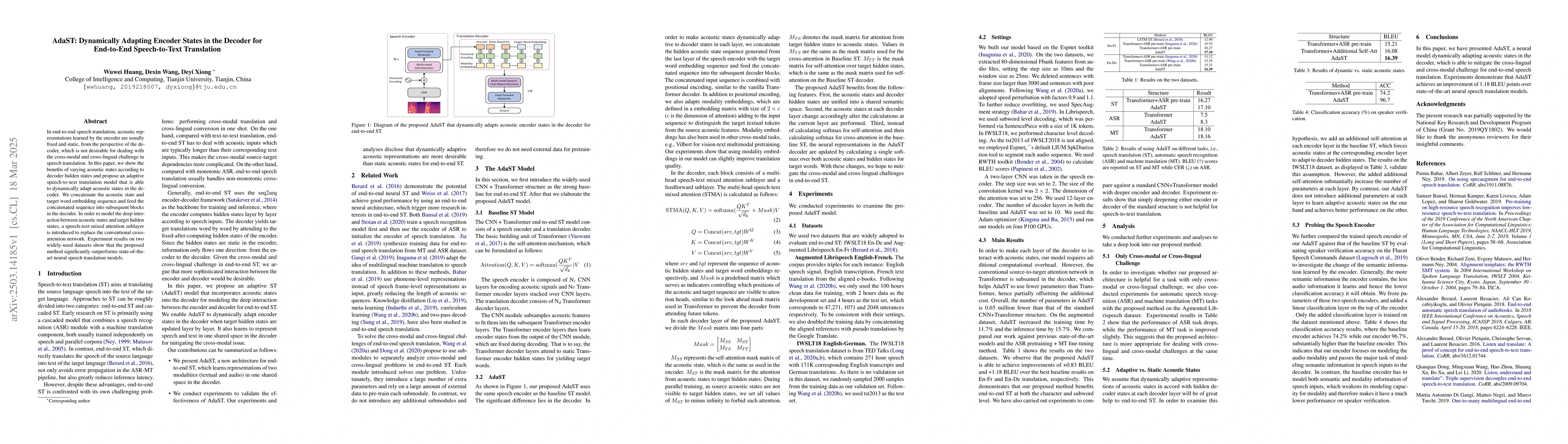 Thumbnail for AdaST: Dynamically Adapting Encoder States in the Decoder for End-to-End
  Speech-to-Text Translation