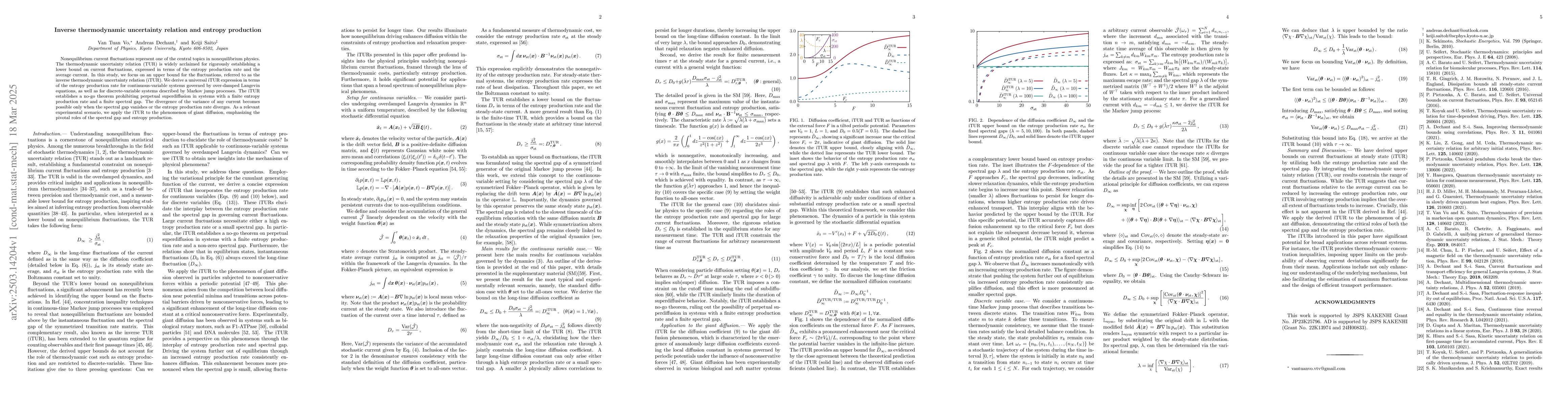 Thumbnail for Inverse thermodynamic uncertainty relation and entropy production