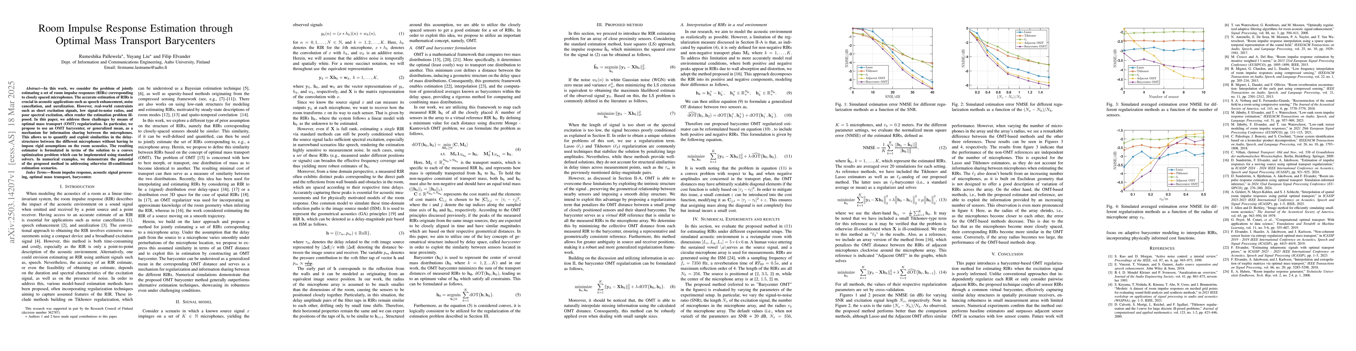 Thumbnail for Room Impulse Response Estimation through Optimal Mass Transport
  Barycenters