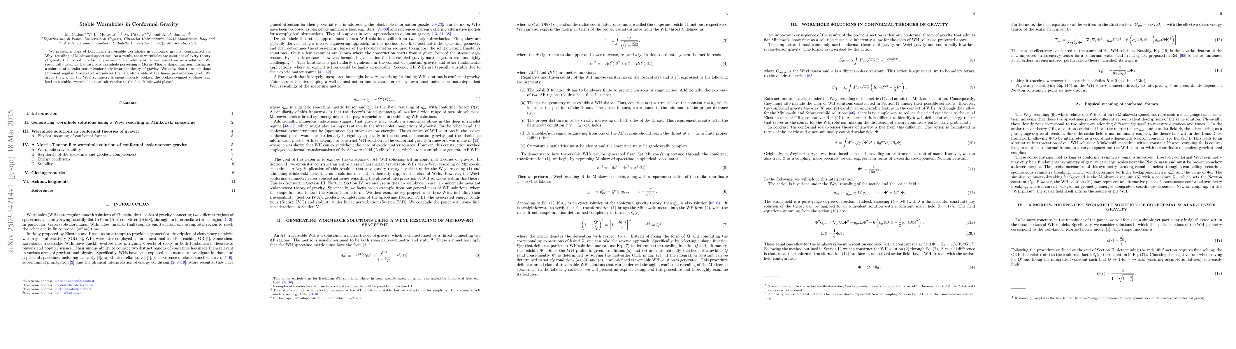 Thumbnail for Stable Wormholes in Conformal Gravity