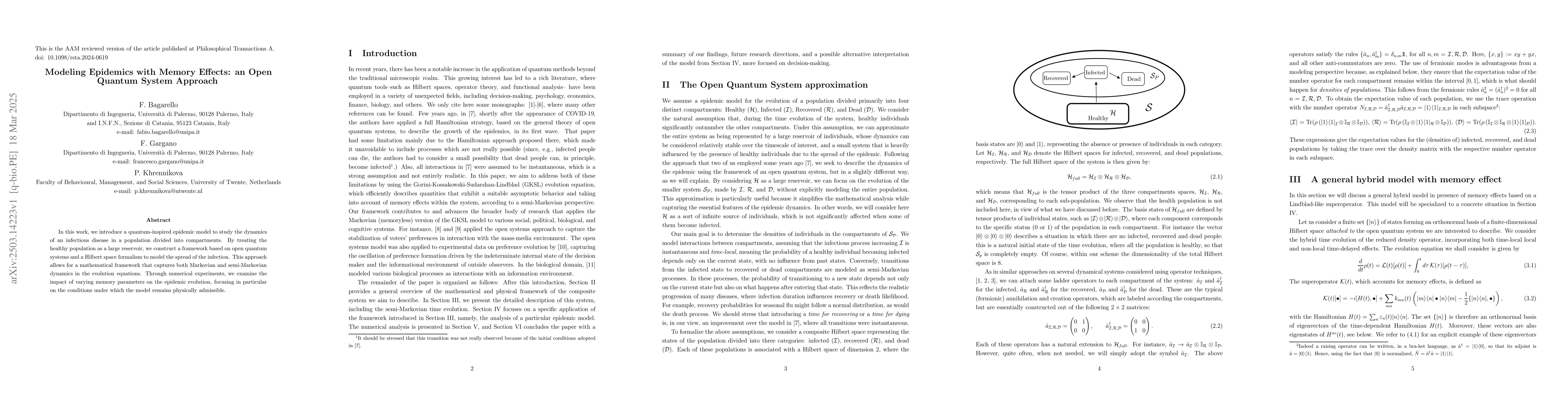 Thumbnail for Modeling Epidemics with Memory Effects: an Open Quantum System Approach
