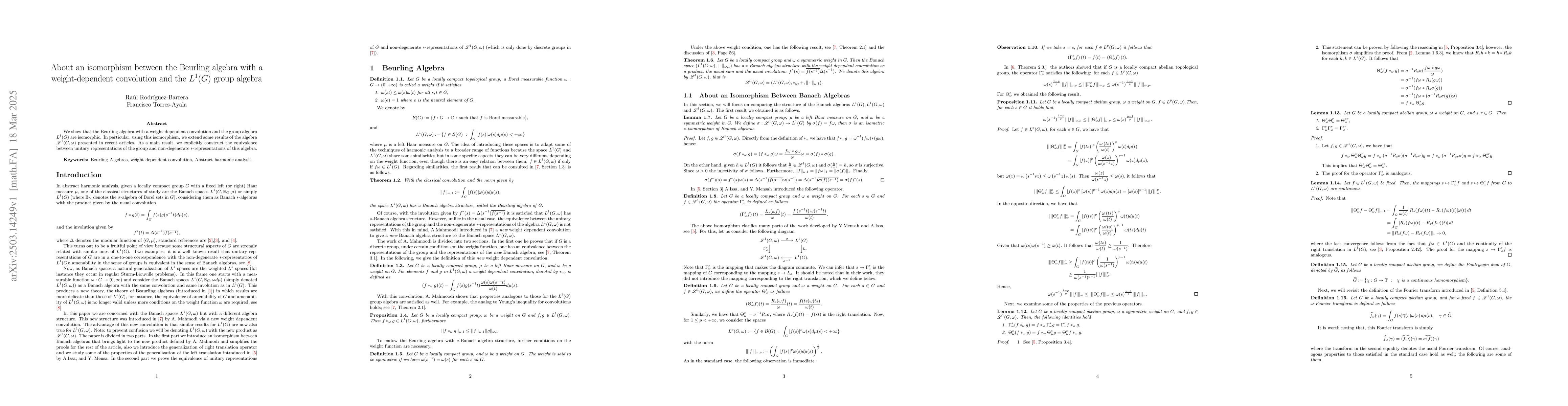 Thumbnail for About an isomorphism between the Beurling algebra with a weight
  dependent convolution and the $L^1(G)$ group algebra