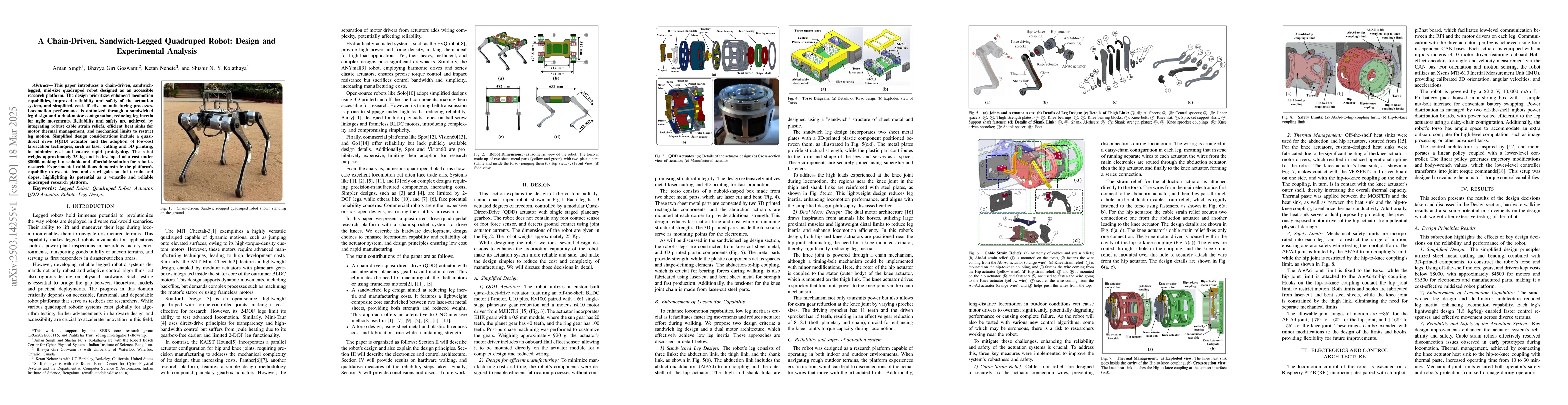Thumbnail for A Chain-Driven, Sandwich-Legged Quadruped Robot: Design and Experimental
  Analysis
