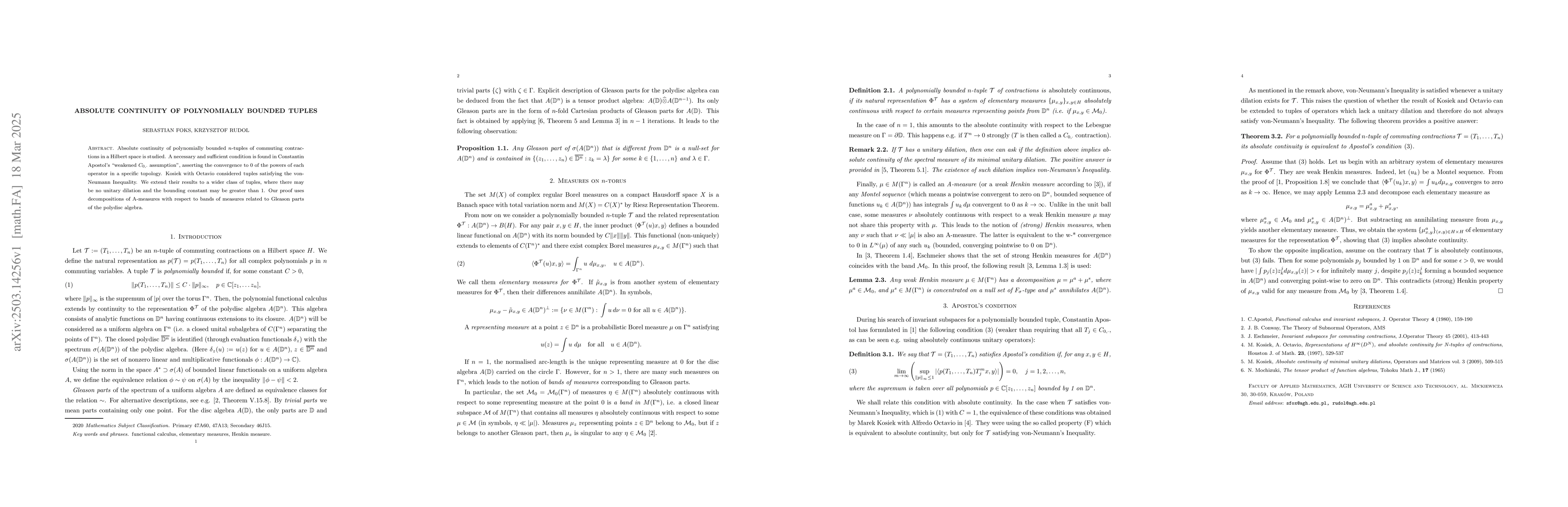 Thumbnail for Absolute continuity of polynomially bounded tuples