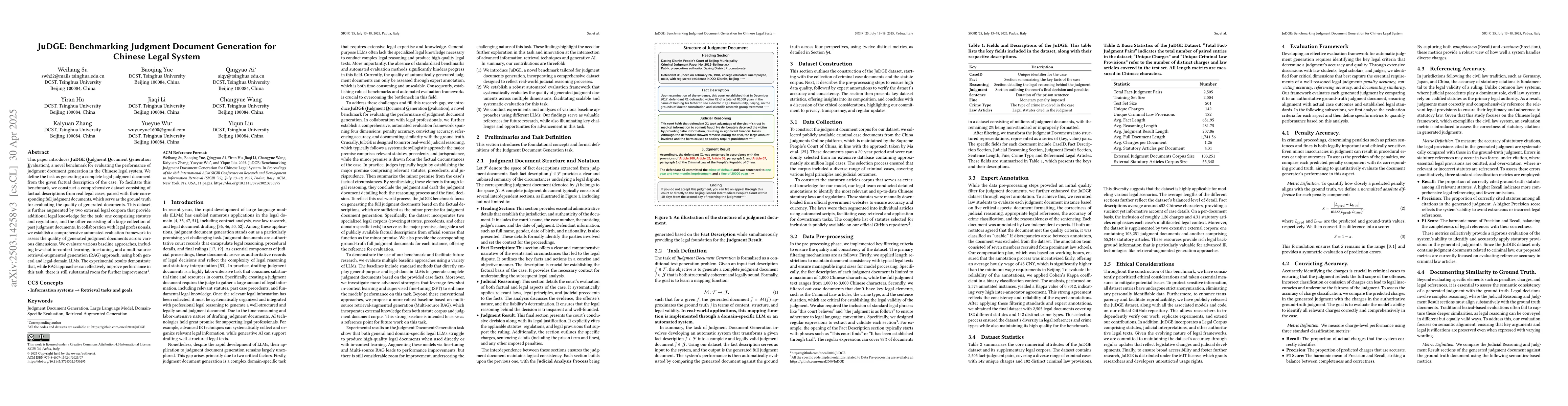 Thumbnail for JuDGE: Benchmarking Judgment Document Generation for Chinese Legal
  System