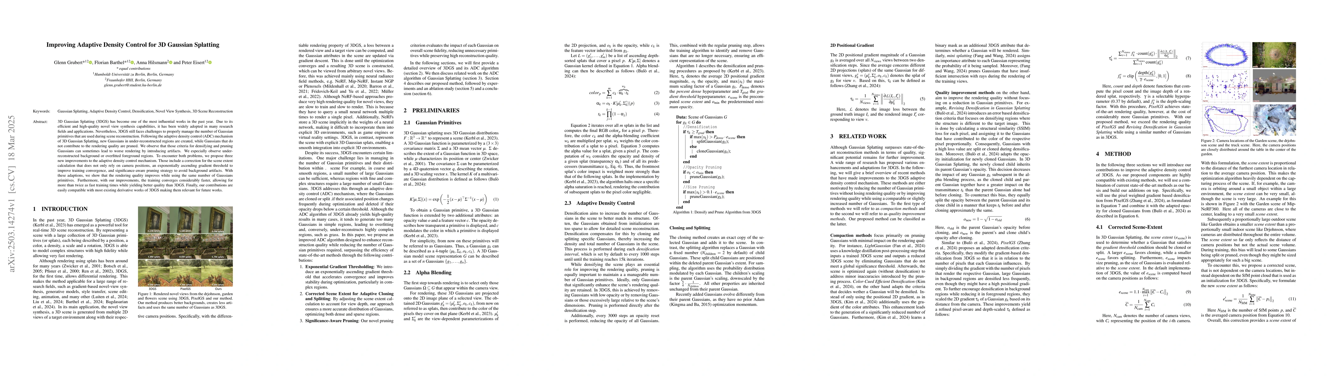 Thumbnail for Improving Adaptive Density Control for 3D Gaussian Splatting