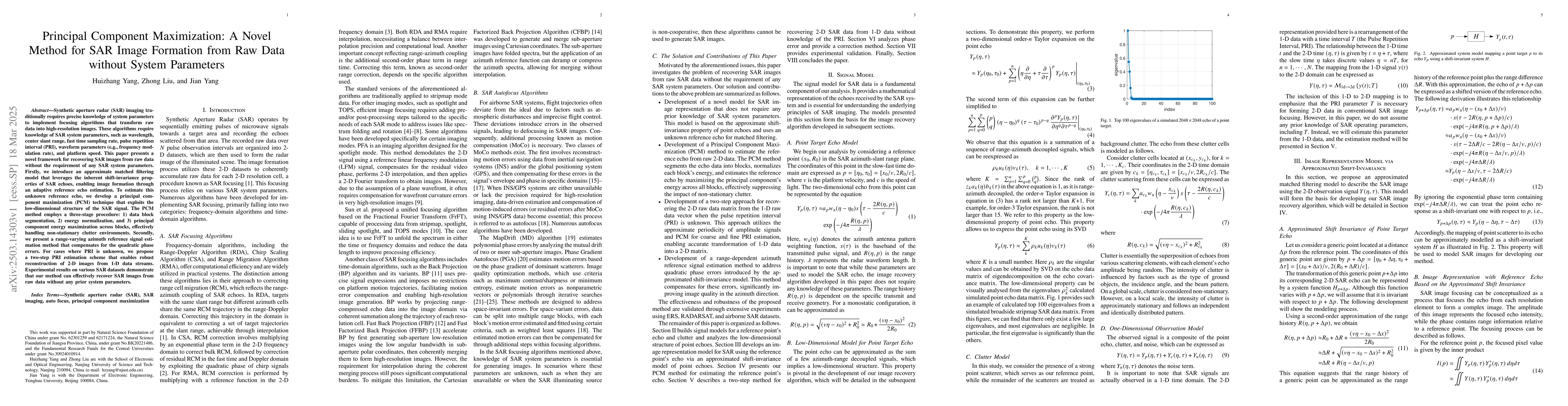 Thumbnail for Principal Component Maximization: A Novel Method for SAR Image Formation
  from Raw Data without System Parameters