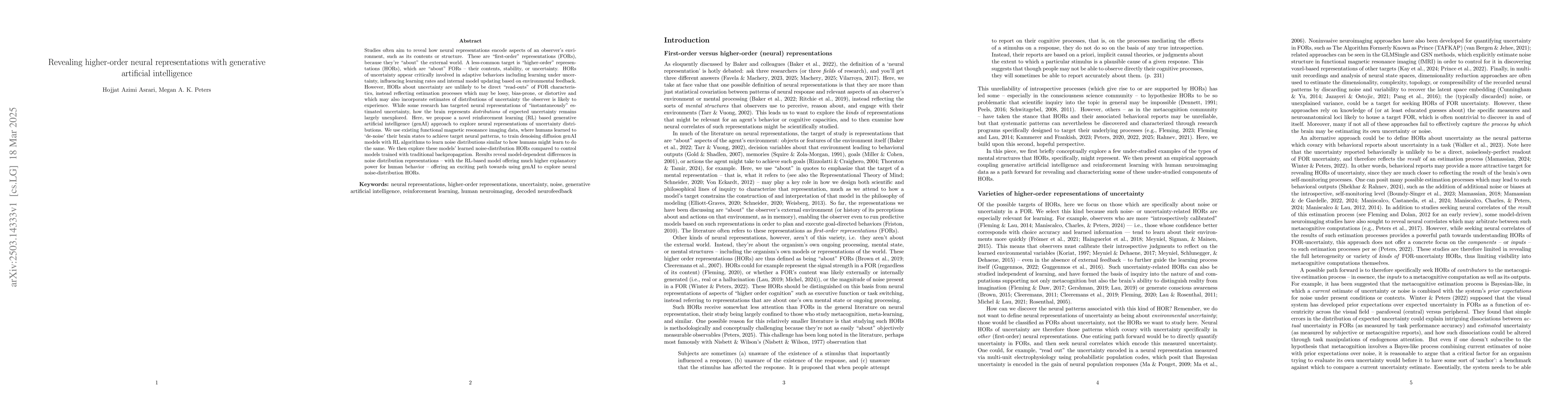 Thumbnail for Revealing higher-order neural representations with generative artificial
  intelligence